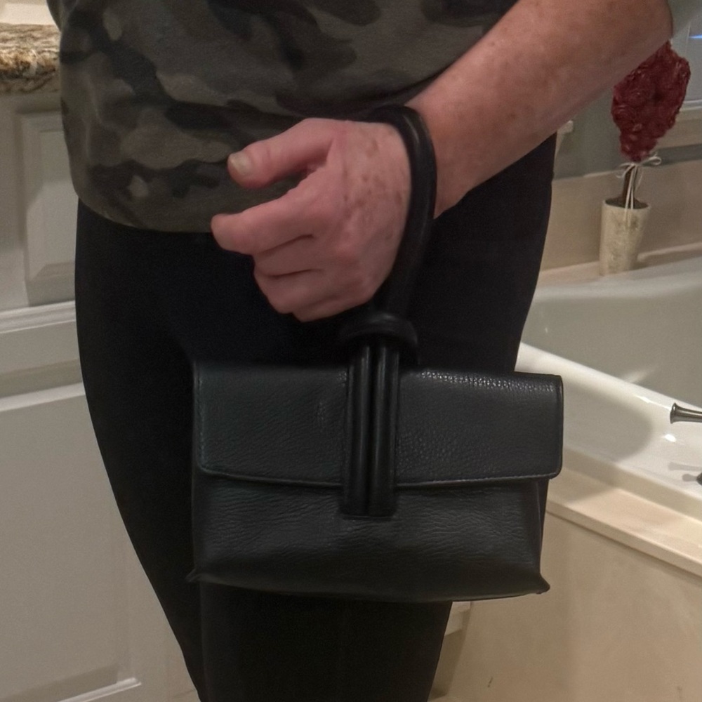 🌺Black Italian Leather Handbag from Rome Italy🌺🌺 - Picture 8 of 12